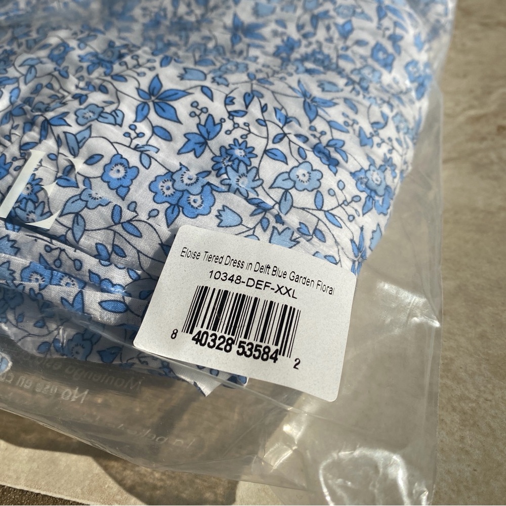 LAKE Eloise Tiered Dress in Delft Blue Garden Floral - Picture 3 of 5